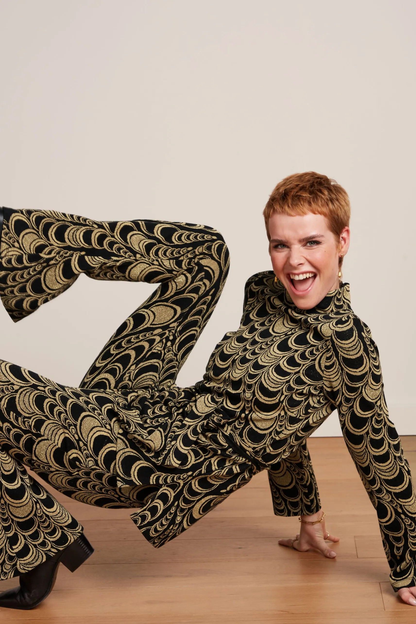 Flared Pants Bobbin Jacquard